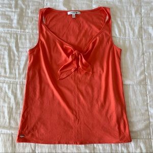 NWOT Lacoste Women's Coral/orange  Tie-Front Sleeveless Top